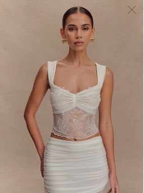 Guinevere Lace And Mesh Top - Ivory